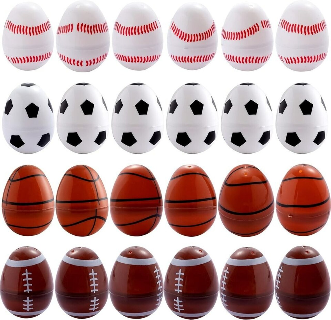 24PCS Plastic Easter Egg, 2.36" Sports Balls Egg Shells for Filling Treats